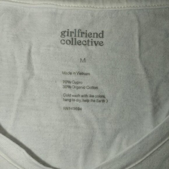 Girlfriend Collective Women M White V-Neck Tee Organic Cotton Blend Eco-friendly - Picture 2 of 6